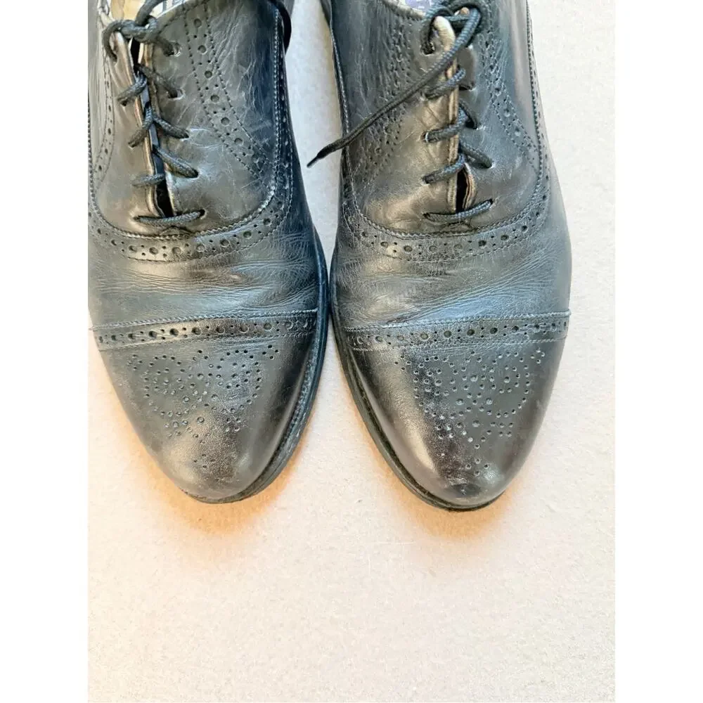 Cole Haan Black Leather Wingtip Oxfords men size 10.5 classic vintage old money